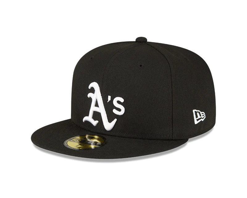 OAKLAND ATHLETICS SIDEPATCH WORLD SERIES PATCH 59FIFTY FITTED HAT - BLACK/ WHITE