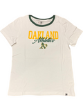 OAKLAND ATHLETICS WOMEN'S RINGER SCOOP LOGO T-SHIRT - WHITE