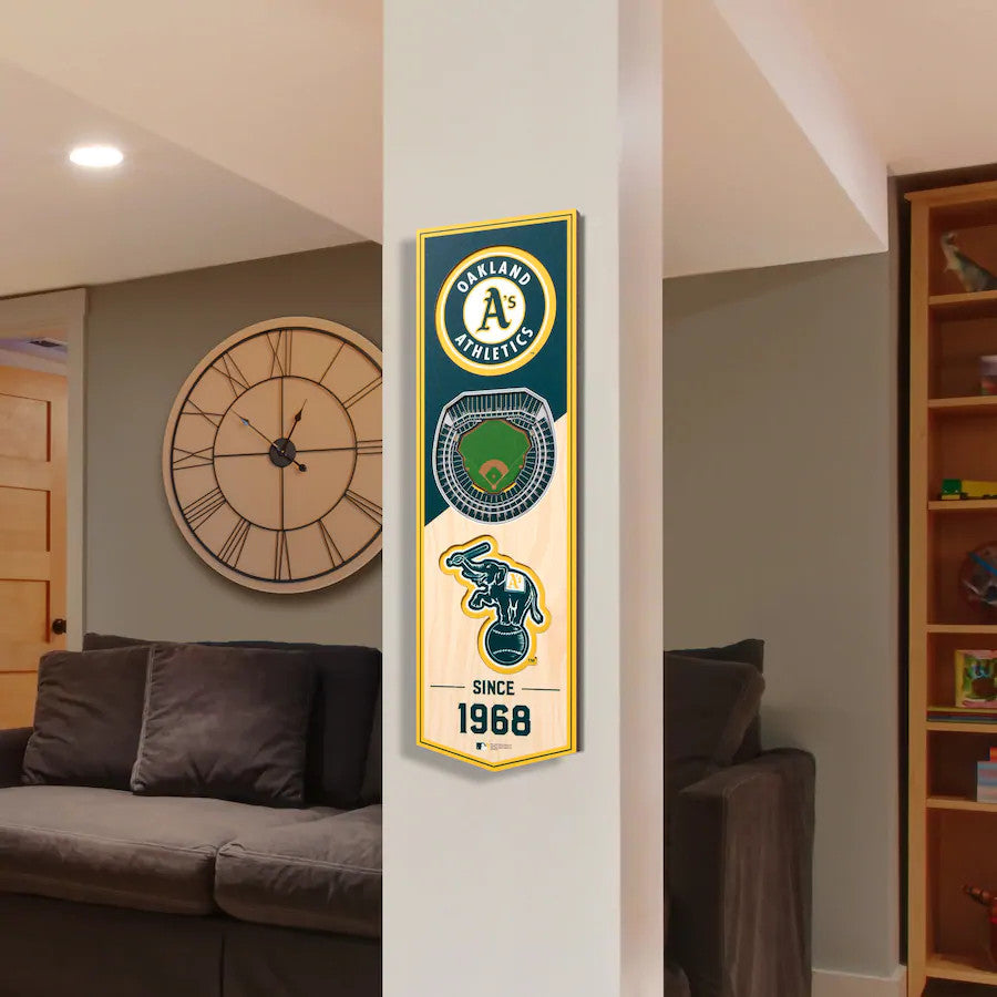 OAKLAND ATHLETICS 3D STADIUM VIEW WOOD BANNER