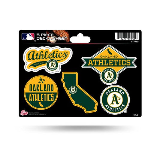 HOJA DE ADHESIVOS DE 5 PIEZAS DE OAKLAND ATHLETICS