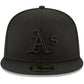 OAKLAND ATHLETICS BLACK ON BLACK BASIC LOGO FITTED 59FIFTY
