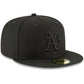 OAKLAND ATHLETICS BLACK ON BLACK BASIC LOGO FITTED 59FIFTY
