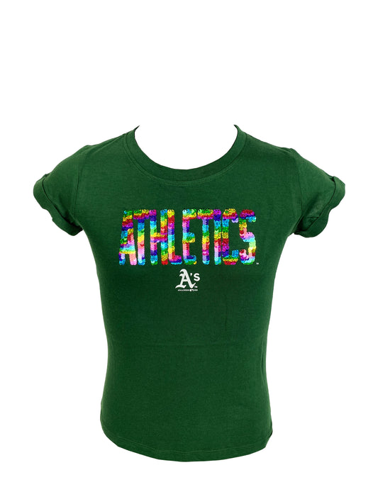 OAKLAND ATHLETICS GIRLS SEQUINS T-SHIRT