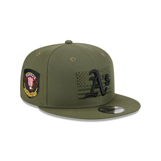 GORRA SNAPBACK 9FIFTY DE LAS FUERZAS ARMADAS 2023 DE OAKLAND ATHLETICS 2023