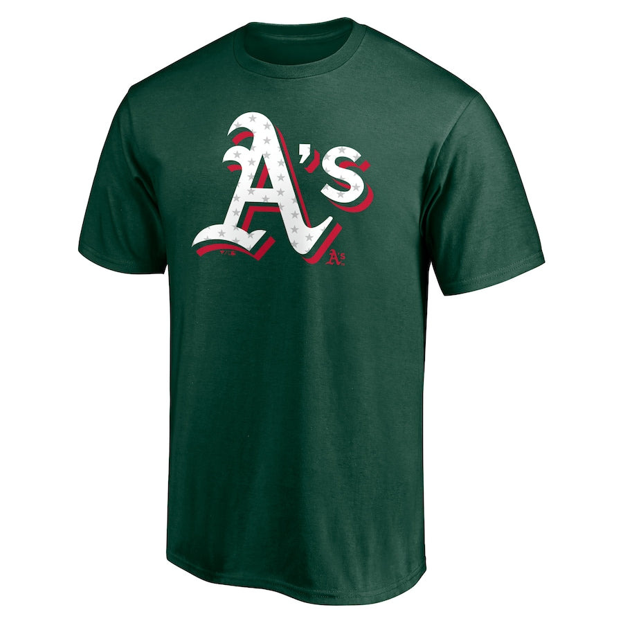 Men's Fanatics Branded Green Oakland Athletics Red White and Team Logo T-Shirt