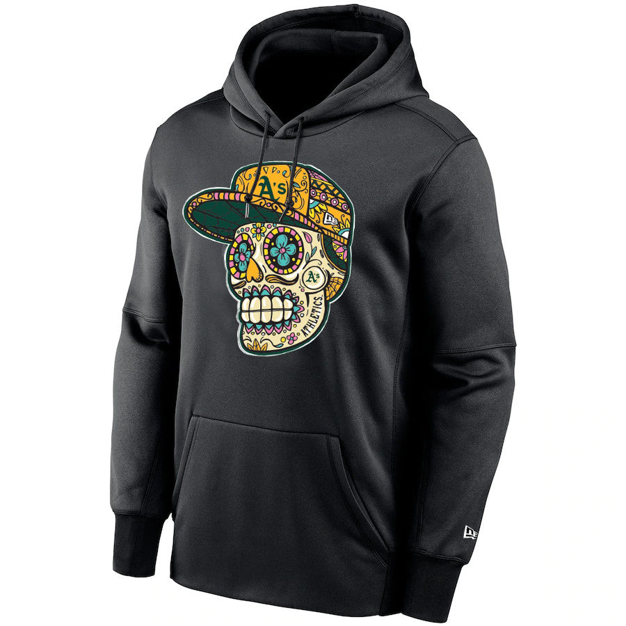 ATHLETICS MEN'S NEW ERA SUGAR SKULL PULLOVER HOODED SWEATSHIRT - BLACK