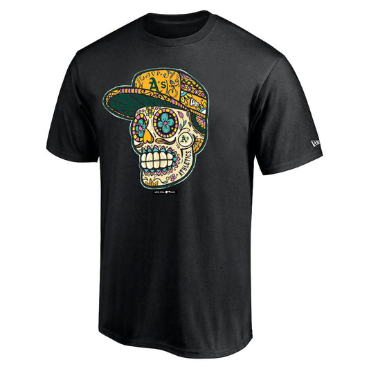 OAKLAND ATHLETICS MEN'S BLACK SUGAR SKULL T-SHIRT