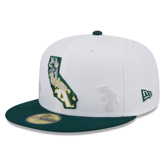 OAKLAND ATHLETICS STATE 59FIFTY FITTED HAT - WHITE/GREEN