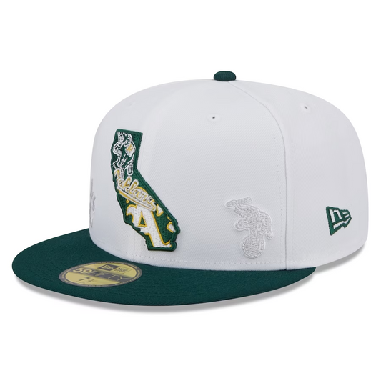 OAKLAND ATHLETICS MEN'S WHITE/GREEN STATE 59FIFTY FITTED