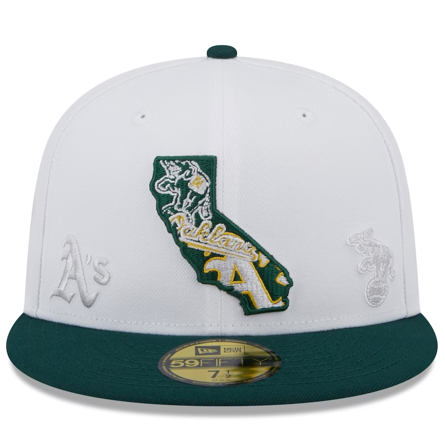 OAKLAND ATHLETICS MEN'S WHITE/GREEN STATE 59FIFTY FITTED