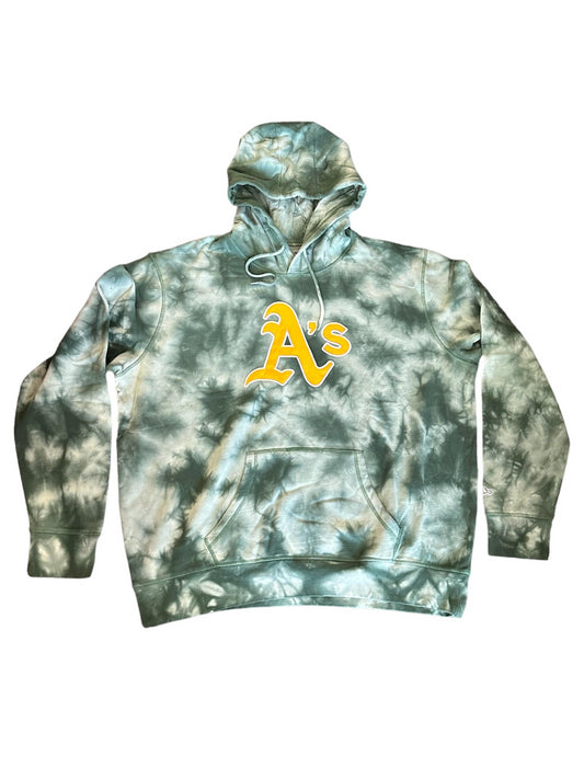 OAKLAND ATHLETICS MEN'S TIE DYE PULLOVER HOODIE SWEATSHIRT