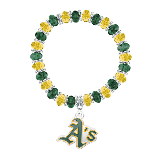 OAKLAND ATHLETICS TWO TONE BEADED BRACELET