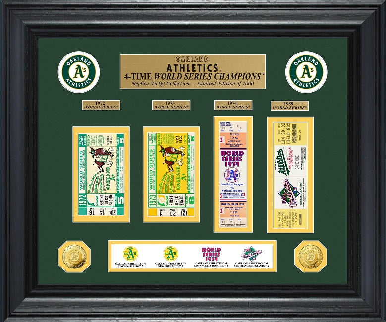 COLECCIÓN DE MONEDAS DE ORO Y BOLETOS DE OAKLAND ATHLETICS WORLD SERIES DELUXE