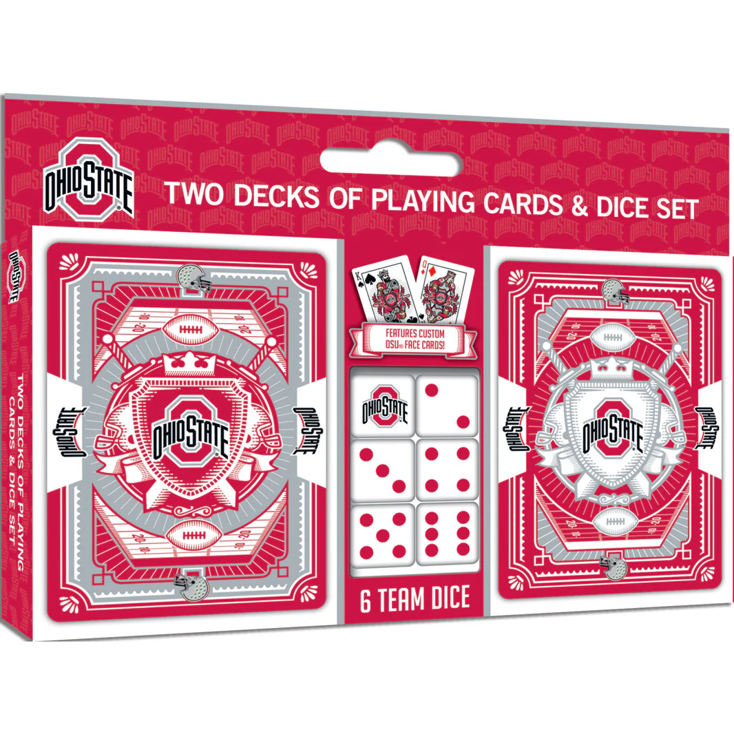 JUEGO DE TARJETAS Y DADOS 2PK DE BUCKEYES DEL ESTADO DE OHIO