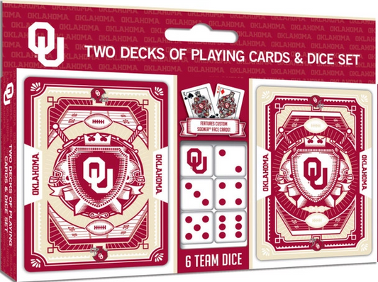 OKLAHOMA SOONERS 2-PACK CARD AND DICE SET