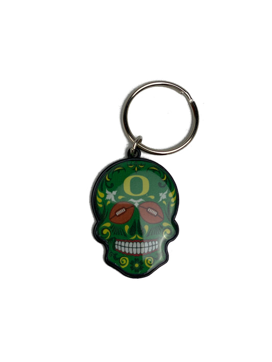 OREGON DUCKS SUGAR SKULL KEYCHAIN