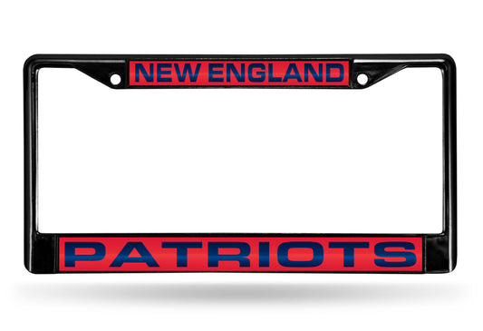 NEW ENGLAND PATRIOTS BLACK LASER LICENSE PLATE FRAME