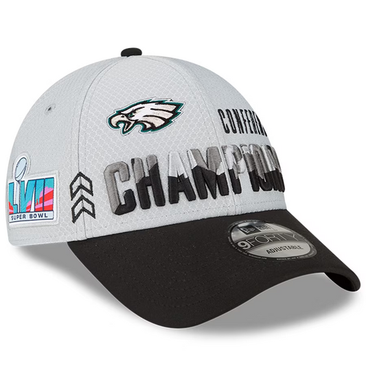 GORRA AJUSTABLE 9FORTY PARA EL VESTUARIO DE LOS CAMPEONES DE LA NFC 2022 DE LOS ÁGUILAS DE PHILADELPHIA EAGLES