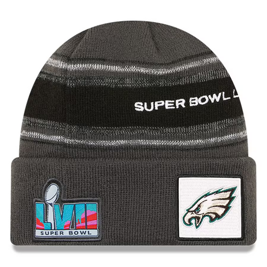 GORRO DE PUNTO CON VUELO LATERAL DE LA NOCHE DE APERTURA DEL SUPER BOWL LVII DE PHILADELPHIA EAGLES