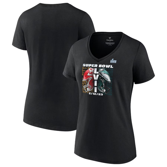 PHILADELPHIA EAGLES VS. KANSAS CITY CHIEFS SUPER BOWL LVII WOMEN'S DUELING MATCHUP T-SHIRT