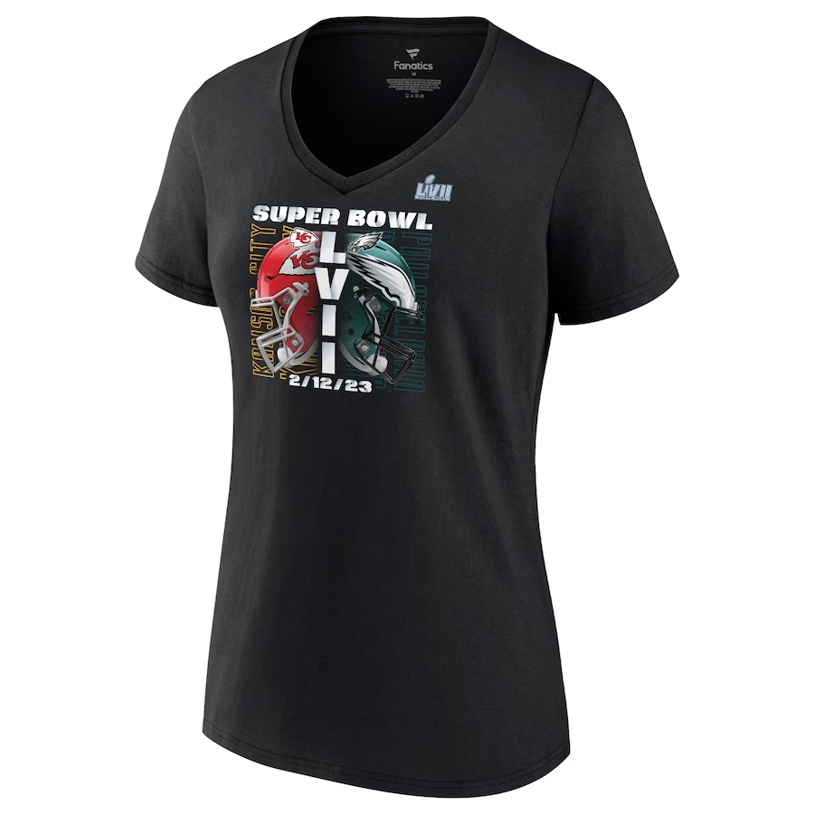 PHILADELPHIA EAGLES VS. KANSAS CITY CHIEFS SUPER BOWL LVII WOMEN'S DUELING MATCHUP T-SHIRT
