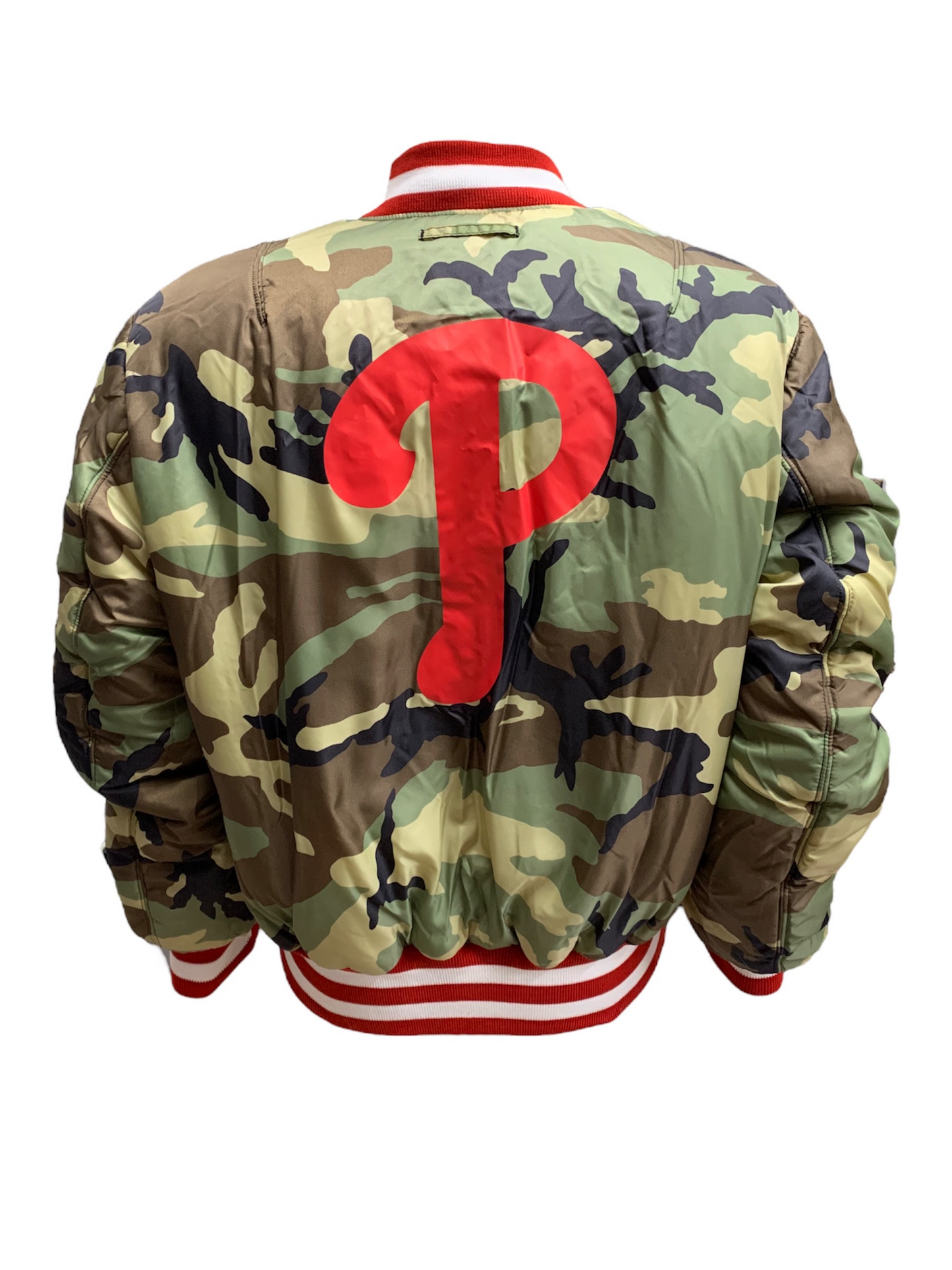 PHILADELPHIA PHILLIES MEN'S ALPHA INDSUTRIES REVERSIBLE BOMBER JACKET