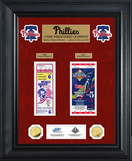 PHILADELPHIA PHILLIES WORLD SERIES DELUXE GOLD COIN & TICKET COLLECTION