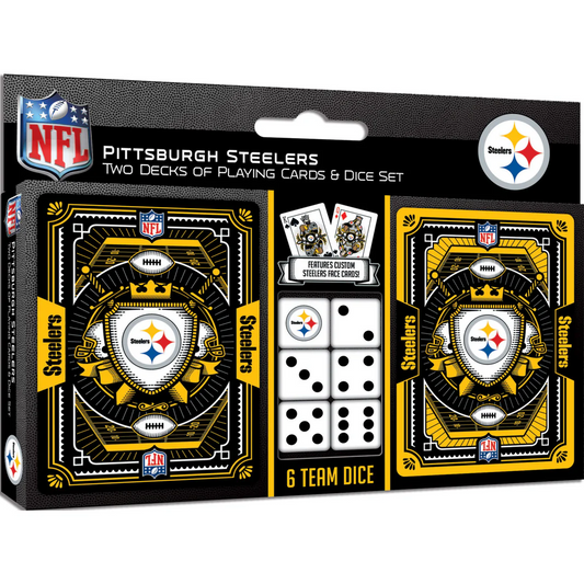 PITTSBURGH STEELERS JUEGO DE 2 TARJETAS Y DADOS