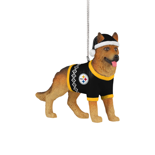 PITTSBURGH STEELERS GERMAN SHEPHERD CHRISTMAS ORNAMENT