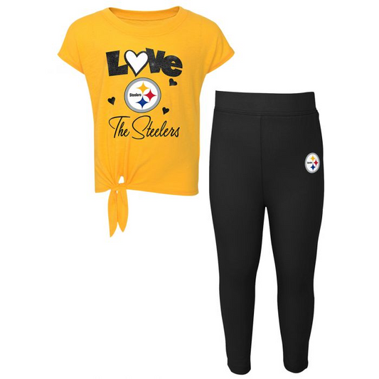 PITTSBURGH STEELERS GIRLS FOREVER LOVE SHIRT AND LEGGINGS