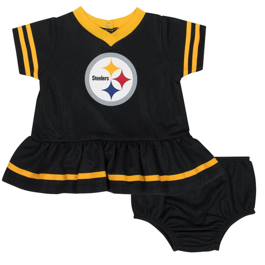 CONJUNTO DE VESTIDO Y PAÑAL INFANTIL PITTSBURGH STEELERS