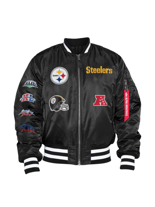 PITTSBURGH STEELERS MEN'S NEW ERA ALPHA INDUSTRIES REVERSIBLE BOMBER JACKET