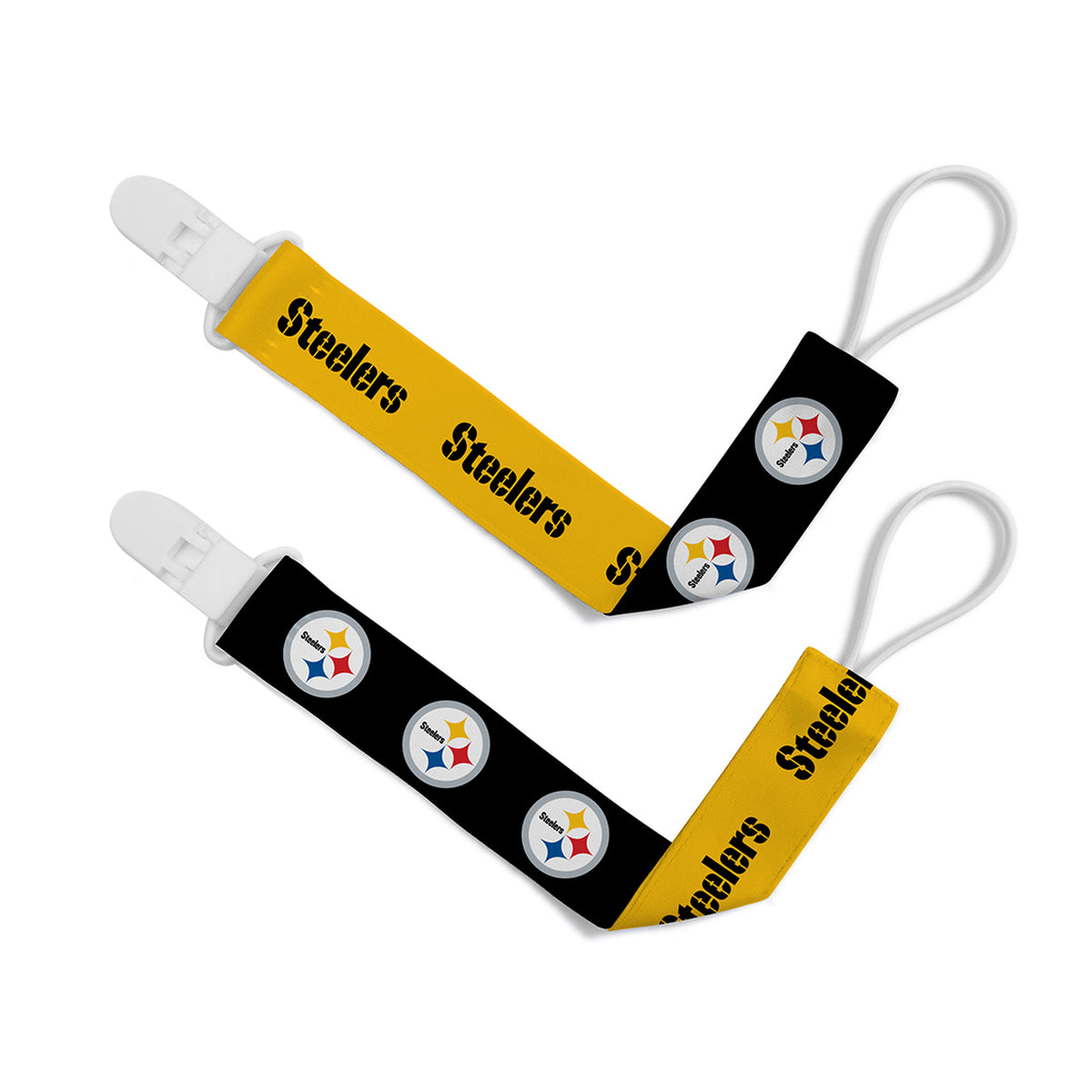PITTSBURGH STEELERS PACIFIER CLIP SET