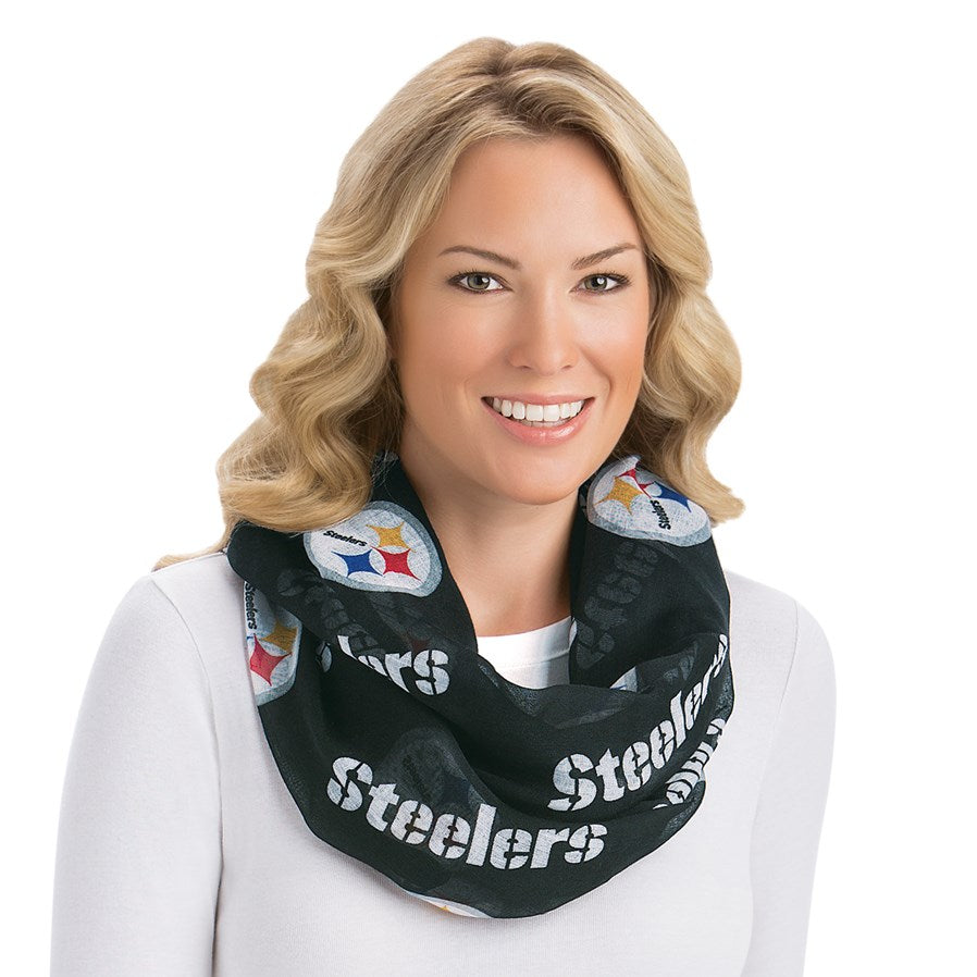 BUFANDA TRANSPARENTE INFINITY DE LOS PITTSBURGH STEELERS
