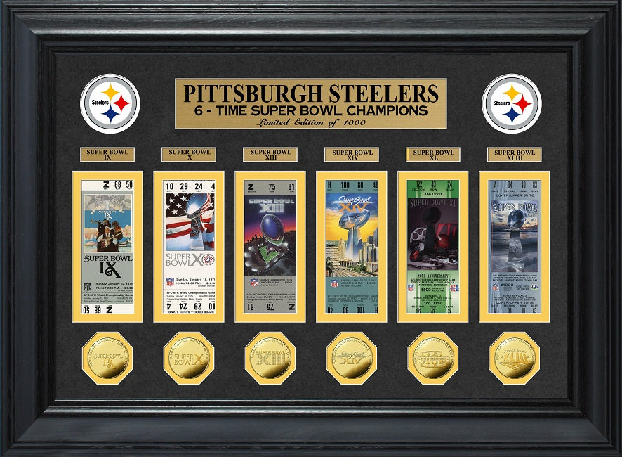COLECCIÓN DE BOLETOS CON MONEDAS DELUXE DE LOS CAMPEONES DEL SUPER BOWL DE LOS PITTSBURGH STEELERS