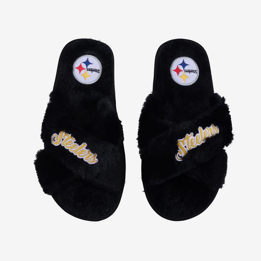 PITTSBURGH STEELERS WOMEN'S SCRIPT CROSS SLIPPERS