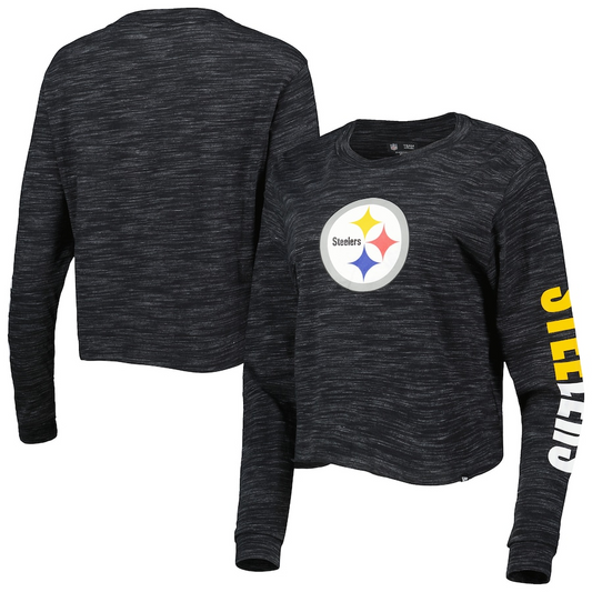 PITTSBURGH STEELERS WOMEN'S SPACE DYE CROP TOP LONG SLEEVE TEE