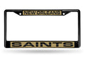 NEW ORLEANS SAINTS BLACK LASER LICENSE PLATE FRAME