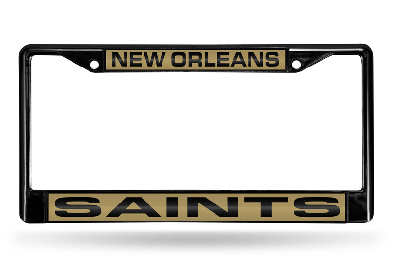 NEW ORLEANS SAINTS BLACK LASER LICENSE PLATE FRAME