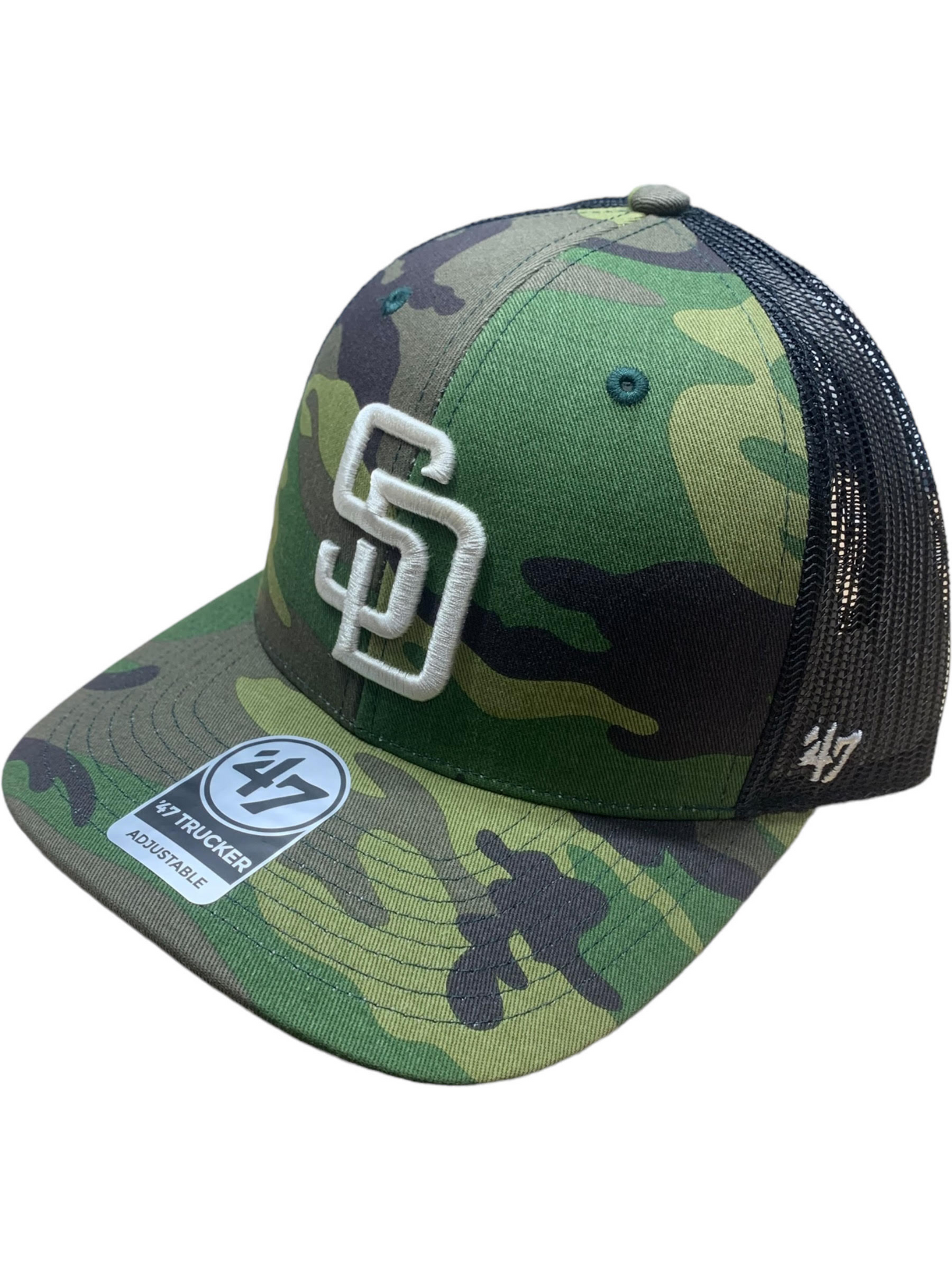 SAN DIEGO PADRES 47 BRAND ADJUSTABLE TRUCKER HAT - CAMO – JR'S SPORTS