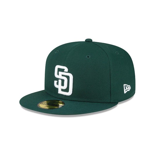 SAN DIEGO PADRES BASIC LOGO 59FIFTY FITTED HAT - DARK GREEN