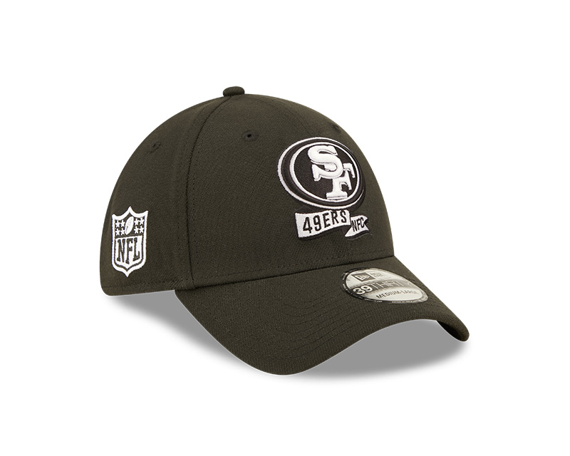 SAN FRANCISCO 49ERS 2022 SIDELINE 39THIRTY FLEX FIT HAT - BLACK/ WHITE