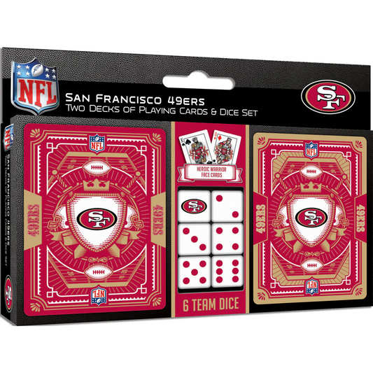 JUEGO DE 2 TARJETAS Y DADOS DE SAN FRANCISCO 49ERS