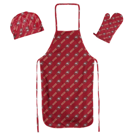 SAN FRANCISCO 49ERS 3 PIECE SET APRON MITT AND HAT