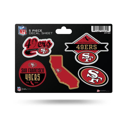 HOJA DE ADHESIVOS DE 5 PIEZAS DE SAN FRANCISCO 49ERS