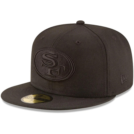 SAN FRANCISCO 49ERS NEGRO SOBRE NEGRO LOGOTIPO BÁSICO 59FIFTY AJUSTADO