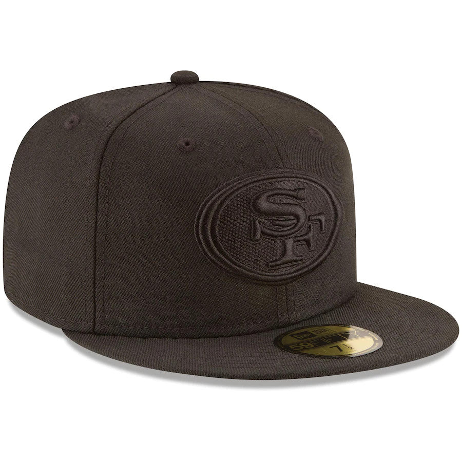 SAN FRANCISCO 49ERS NEGRO SOBRE NEGRO LOGOTIPO BÁSICO 59FIFTY AJUSTADO