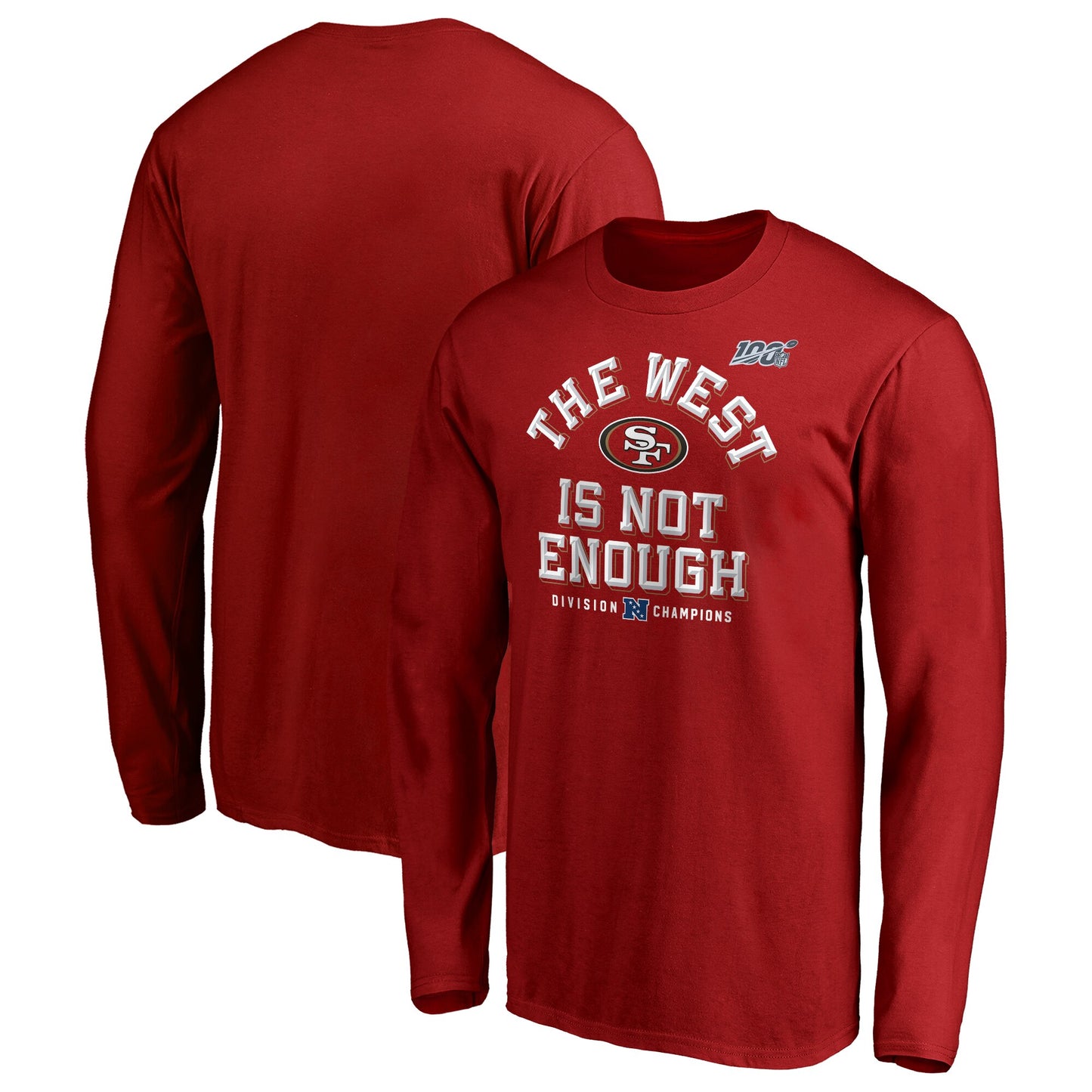 SAN FRANCISCO 49ERS COVER TWO NFC WEST DIVISION CHAMPS LONG SLEEVE