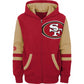 SAN FRANCISCO 49ERS KIDS FULL ZIP STADIUM COLOR BLOCK SWEATER