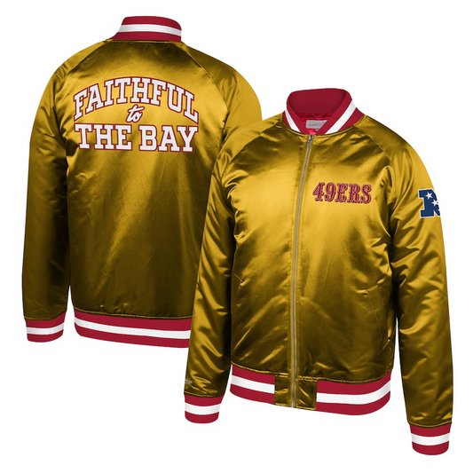 CHAQUETA DE SATÉN ORO FIEL A LA BAHÍA PARA HOMBRE SAN FRANCISCO 49ERS